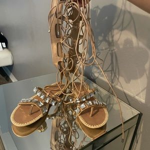 Gladiator rhinestone flat sandals